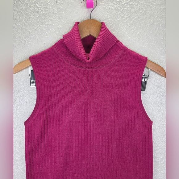 Liz Claiborne Collection Turtle Neck Sleeveless Silk Hot Pink Top Size Small - Picture 3 of 16